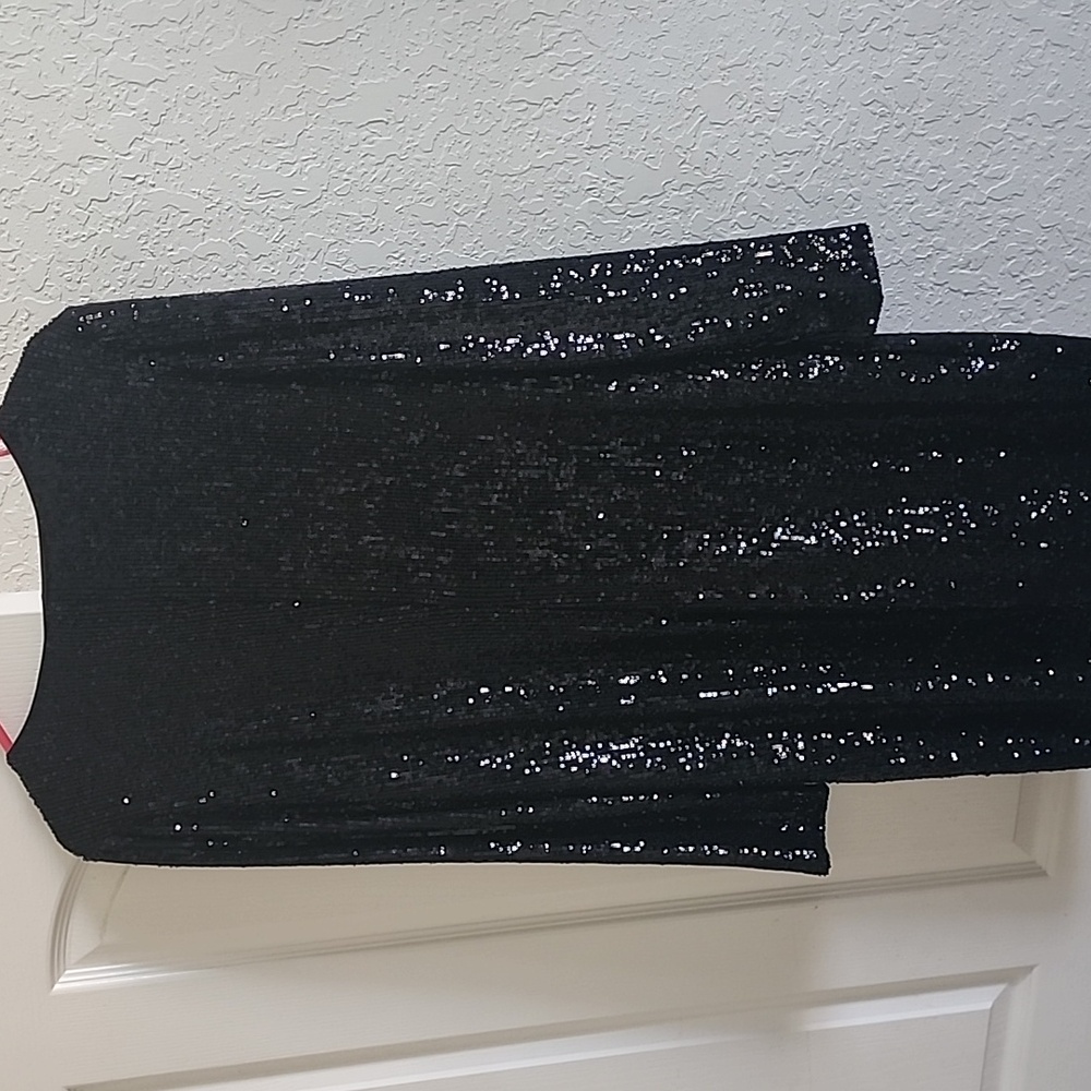 NWT Express Sequined Dress Black Long Sleeved Size M - Picture 4 of 11